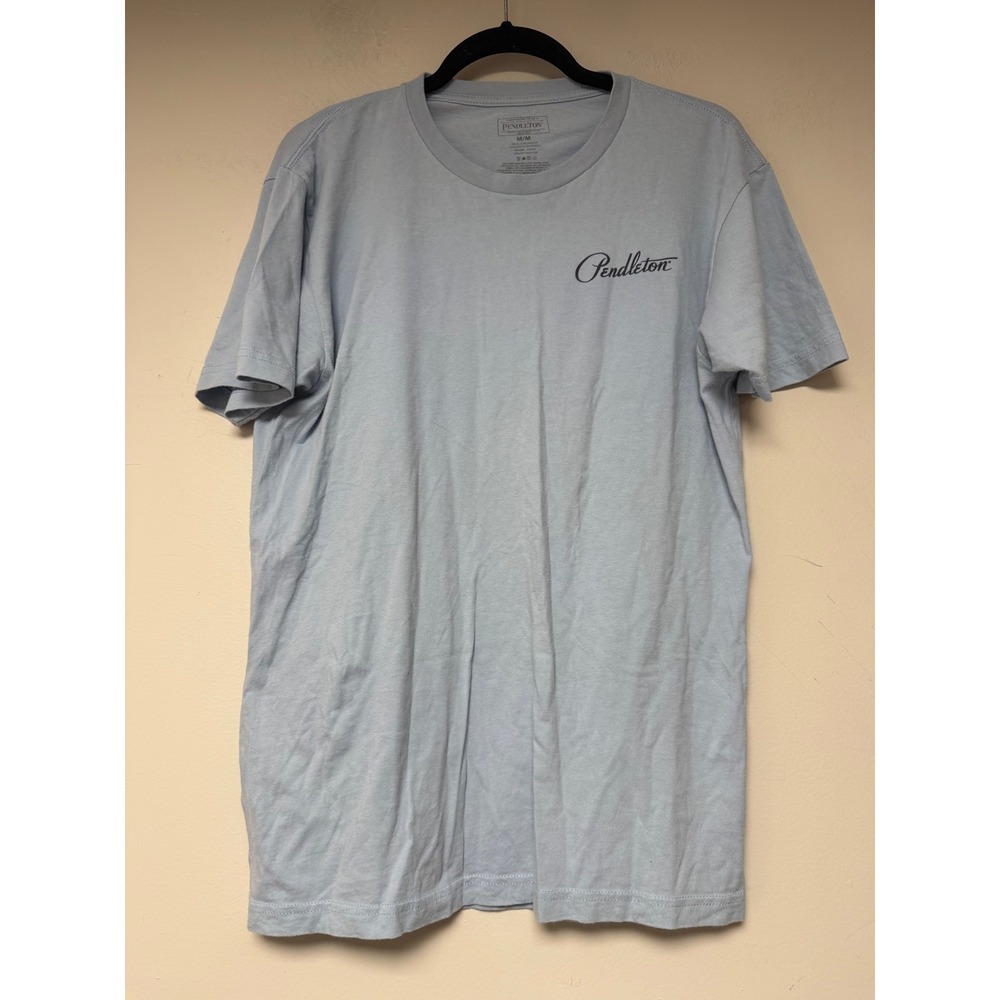 Pendleton Buffalo Graphic T Shirt Light Blue M/M Cotton Crew Neck